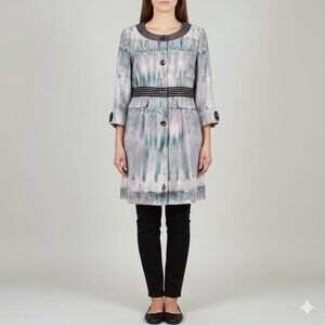 CUSTO BARCELONA Longline Jacket Microsuede Watercolor Aqua/Pink Women M US/40 EU